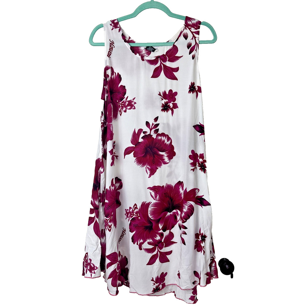 Aloha Fashion Hawaiian Dress Black Floral Cover Up One Size Beach Hibiscus